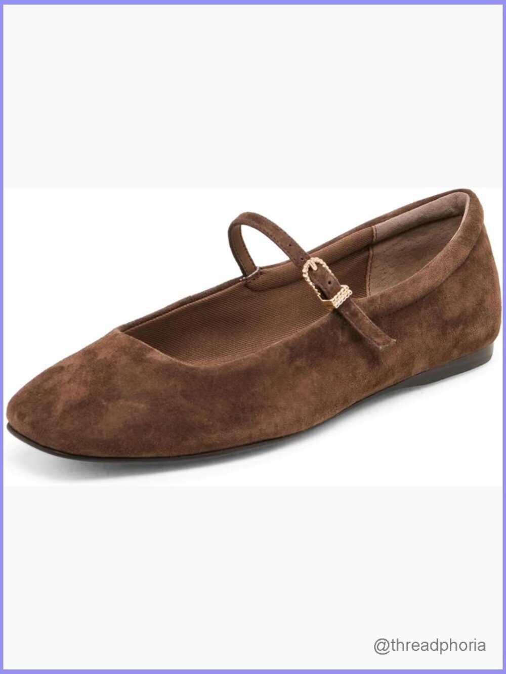 Women's Square Toe Ballet Flats with Ankle Buckle Strap, Slip On Comfort